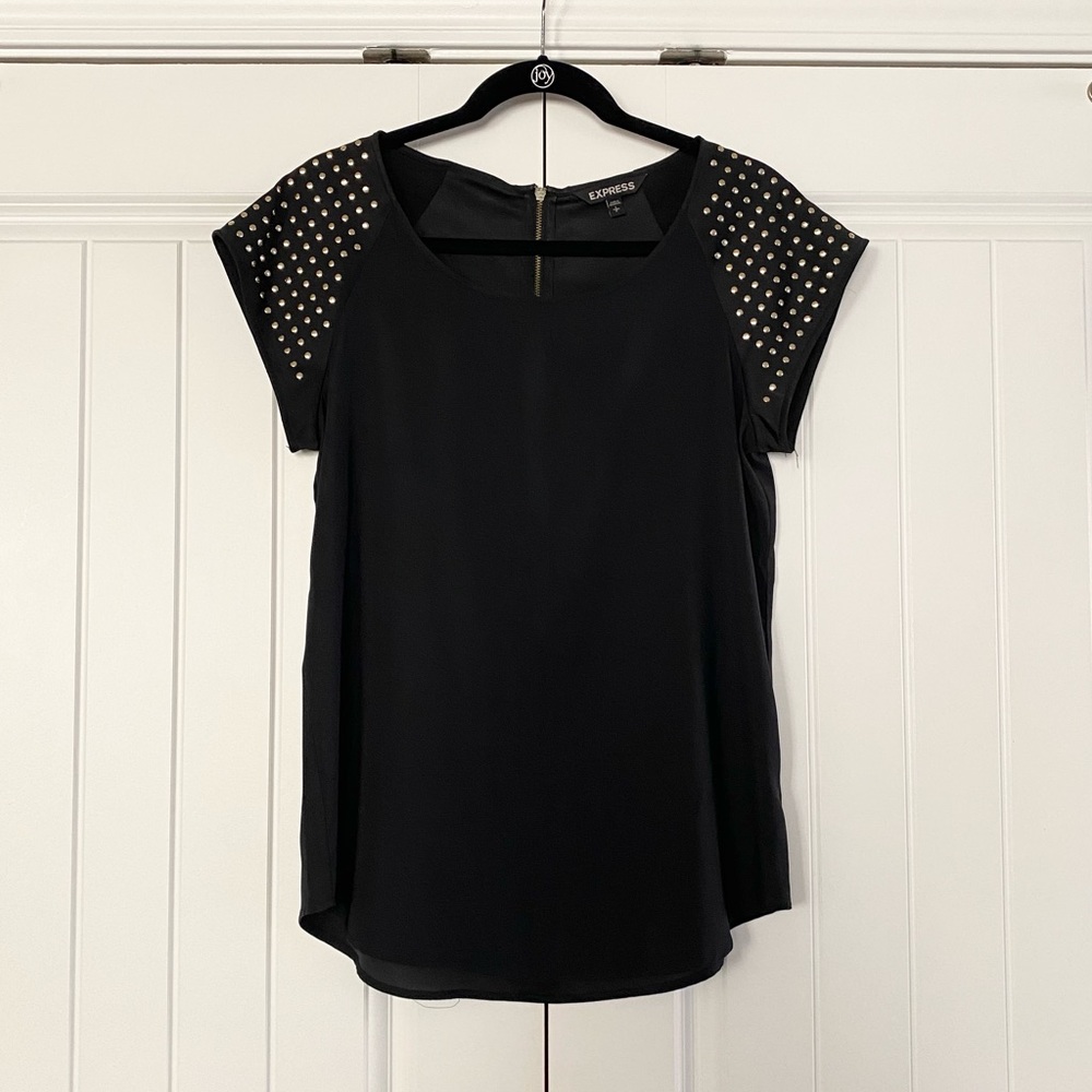 Express Black Studded Blouse